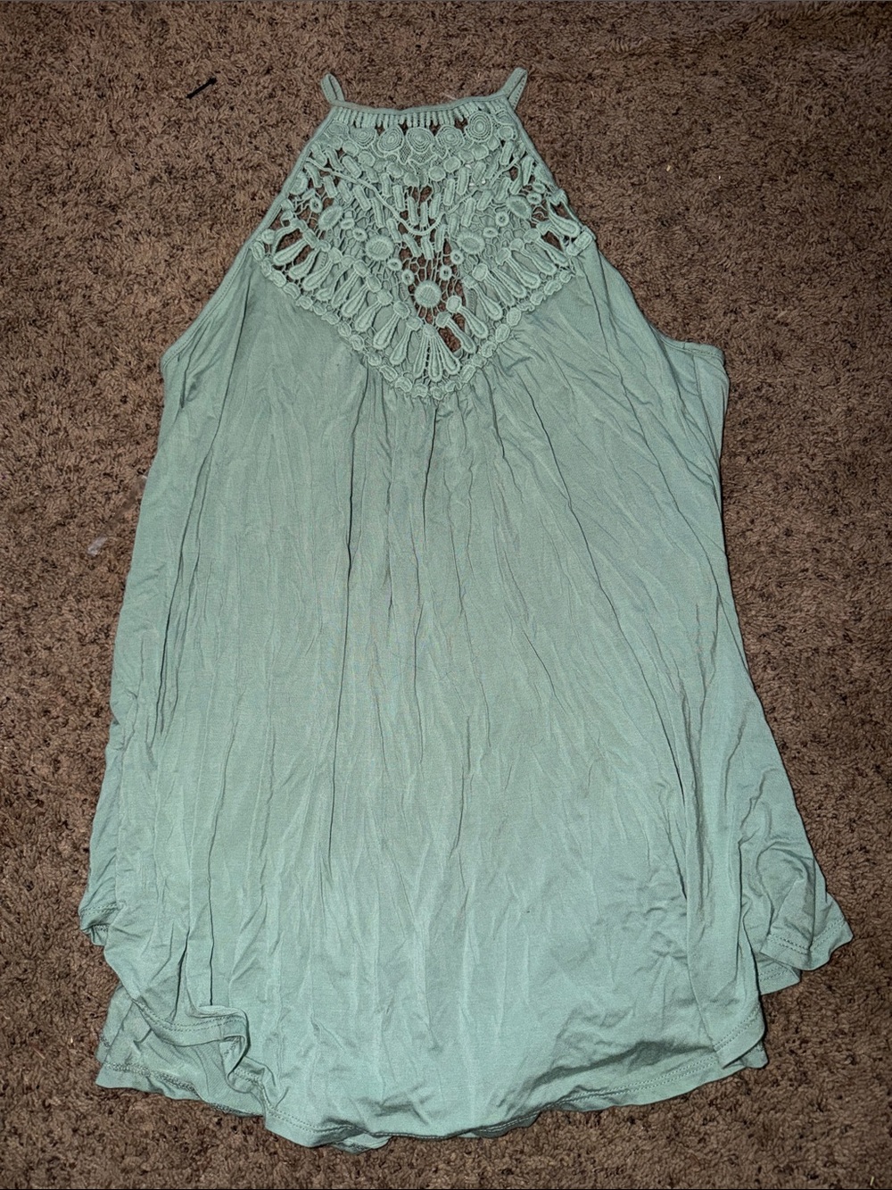 Crochet Yoke Halter Camisole in Mint